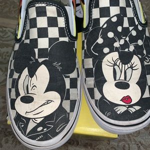 Disney Vans skip ons checkered